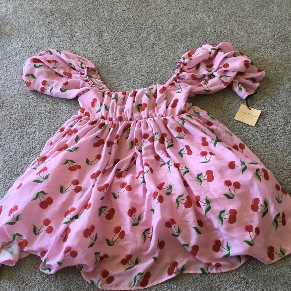 Smak parlour Pink Cherry Print Dress size medium